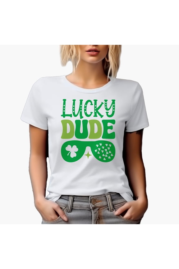 Lucky Dude, St. Patrick's Day, White T-Shirt, Small
