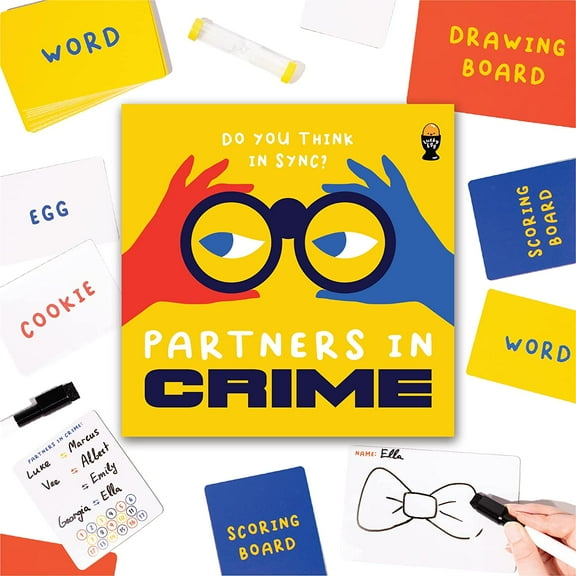Lucky Egg Partners in Crime: A Mysteriously Fun Drawing & Guessing Card Game! Party Games for Adults and Family - Do You Think in Sync? Can You Articulate? Family Games