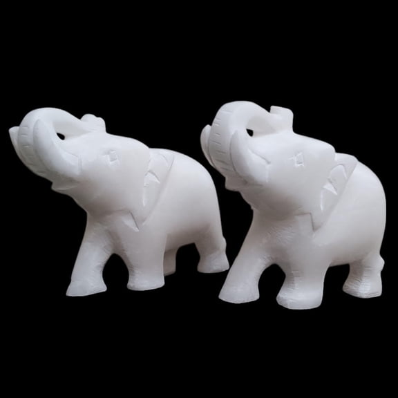 Lucky Elephant Figurine 3X4 Inch White Marble Handmade Carved Elephant Shop Decor Figurine, Office Decor Figurine Wedding Gifts Idea/Birthday Gifts Idea Y101