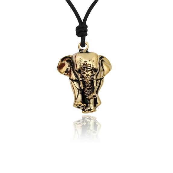 Lucky Elephant Handmade Brass Necklace Pendant Jewelry With Cotton Cord