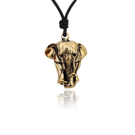 Lucky Elephant Handmade Brass Necklace Pendant Jewelry With Cotton Cord