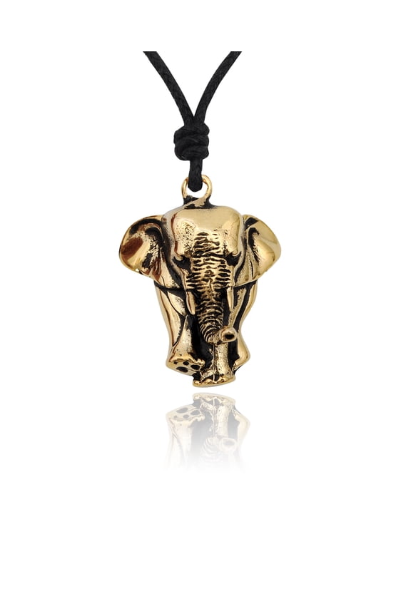 Lucky Elephant Handmade Brass Necklace Pendant Jewelry With Cotton Cord