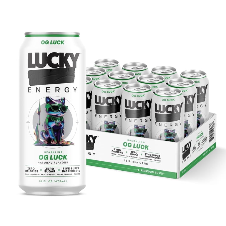 Lucky Energy, Energy Drink, Sugar Free, 16oz Cans, 12-Pack
