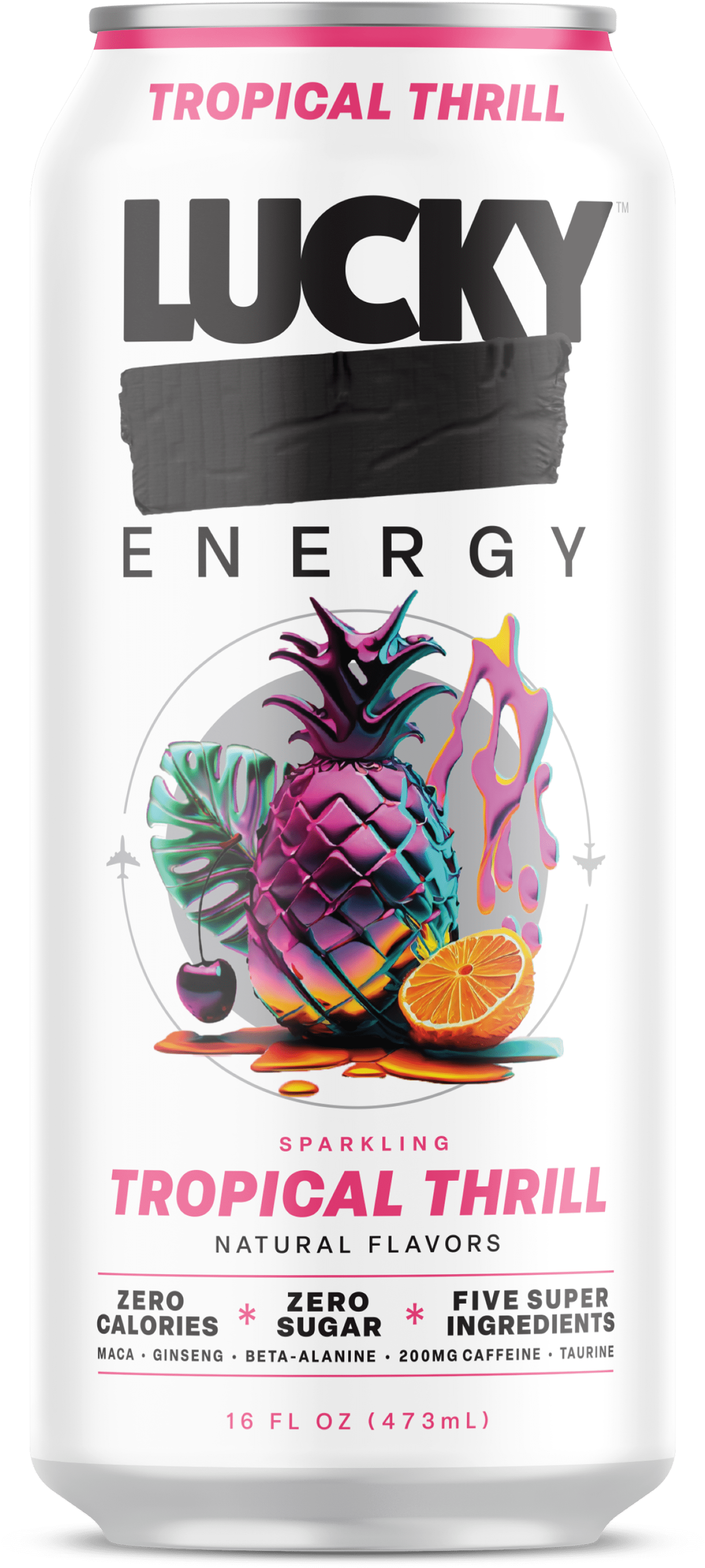 Lucky Energy Sugar Free Energy Drinks 16 fl oz Can, Tropical