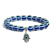 BAUT Lucky Evil Eye Bracelets Punk Blue Beads Elastic Bangle Bracelet Minimalist Hand Charms Wristband Wrap Rope Couple Jewelry for Women Men 8 MM ALLOY