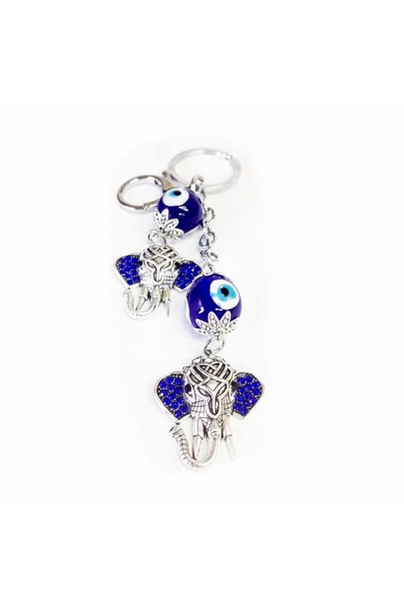 Lucky Eye Turkish Bracelet Nazar Talisman Keyring Good Elephant Keychain Charm