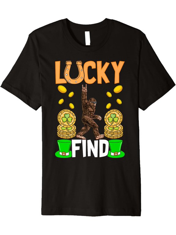Lucky Find Bigfoot Happy ST Patricks Day Shirt Funny Green Premium T-Shirt