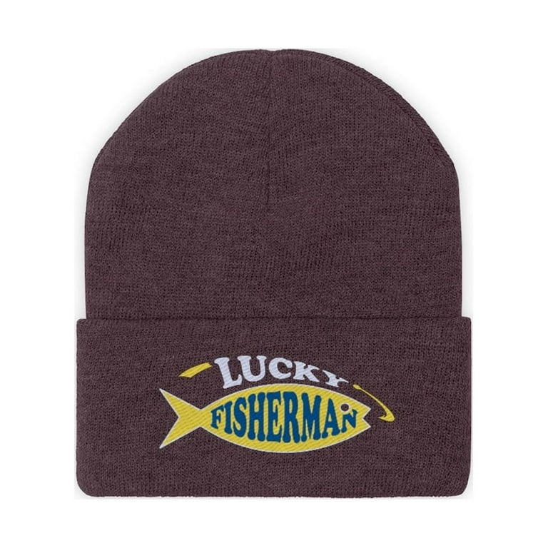Lucky Fisherman Beanie Winter Hats for Men Boys Fishing Gifts Ice Fishing  Gear Mens Christmas Gifts 
