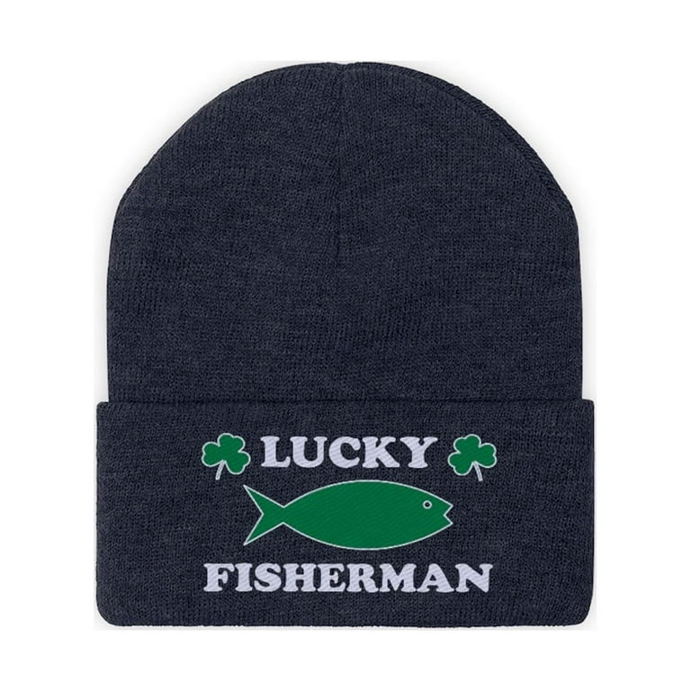 Lucky Fisherman Beanie Winter Hats for Men and Boys Cool Fishing Gifts Ice  Fishing Gear Mens Christmas Gifts 