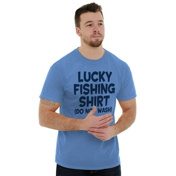 Lucky Fishing Shirt Cute Funny Fisher Men's Big & Tall Crewneck Graphic Tee Brisco Brands 2X