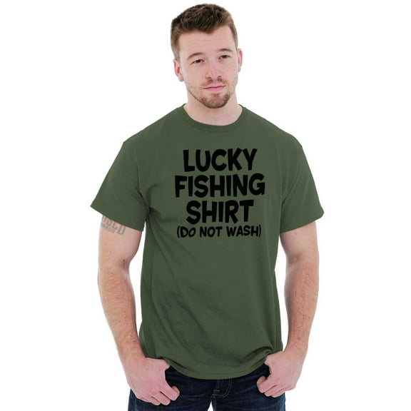 Lucky Fishing Shirt Cute Funny Fisher Men's Graphic T Shirt Tees Brisco Brands L