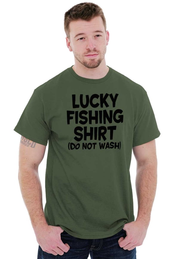 Lucky Fishing Shirt Cute Funny Fisher Men's Graphic T Shirt Tees Brisco Brands L