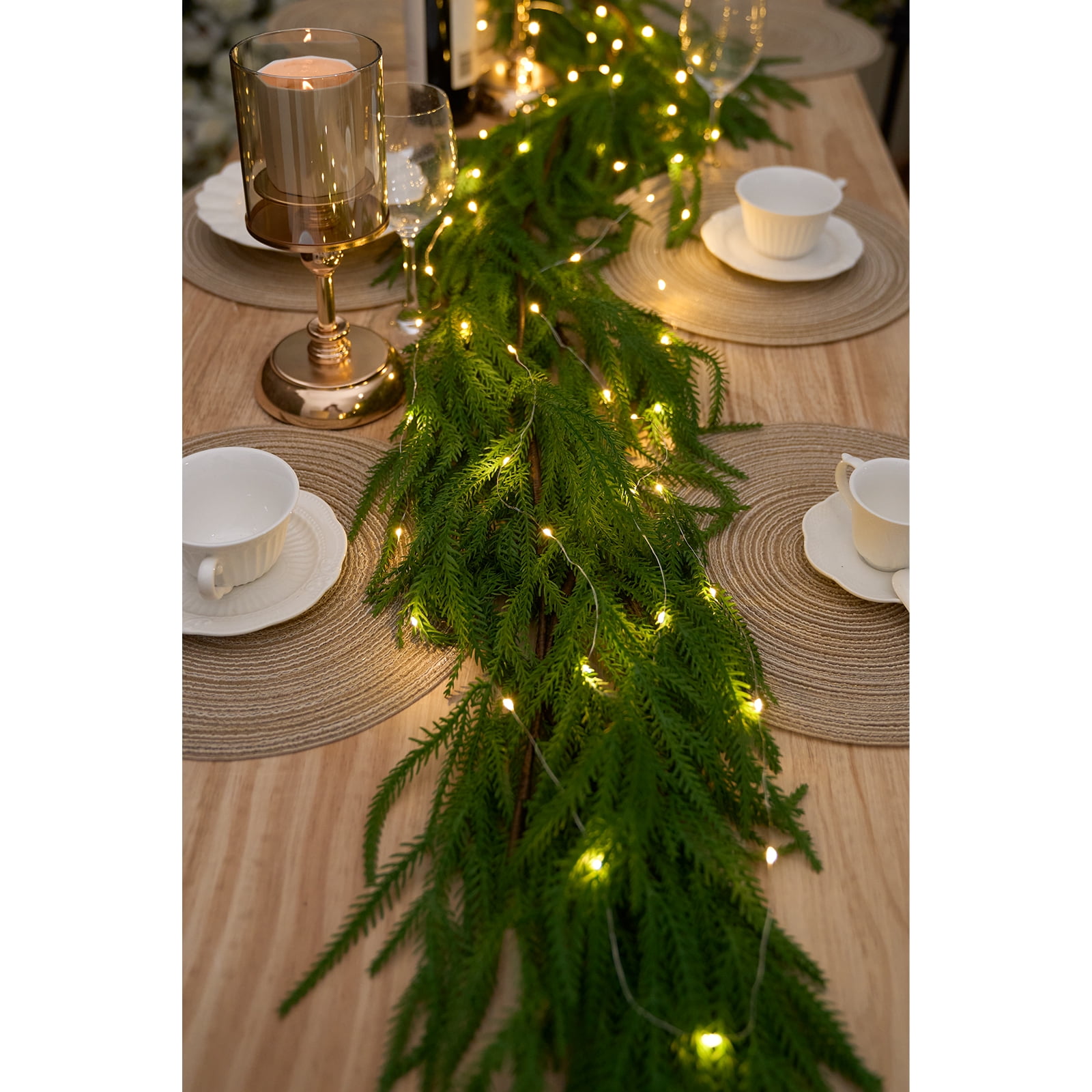 String Greenery Lucky Flower 2pcs 6FT Artificial Norfolk Pine Garlands, Artificial ...
