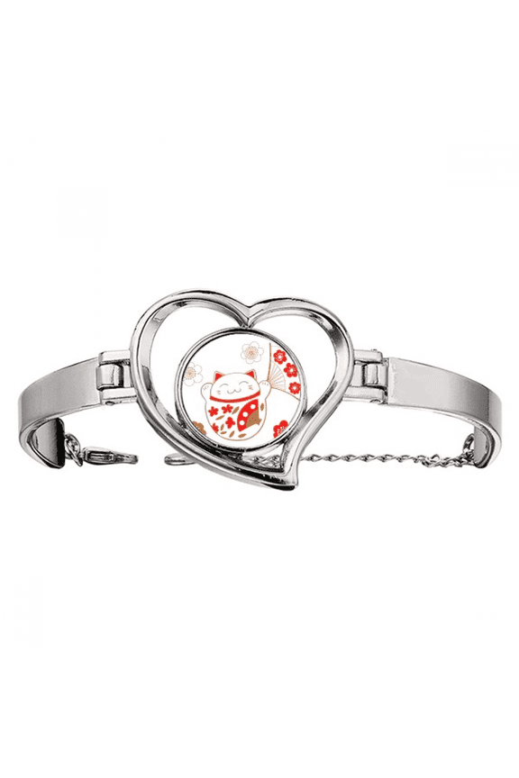 Lucky Fortune Cat Flower Fan Japan Bracelet Heart Jewelry Wire Bangle