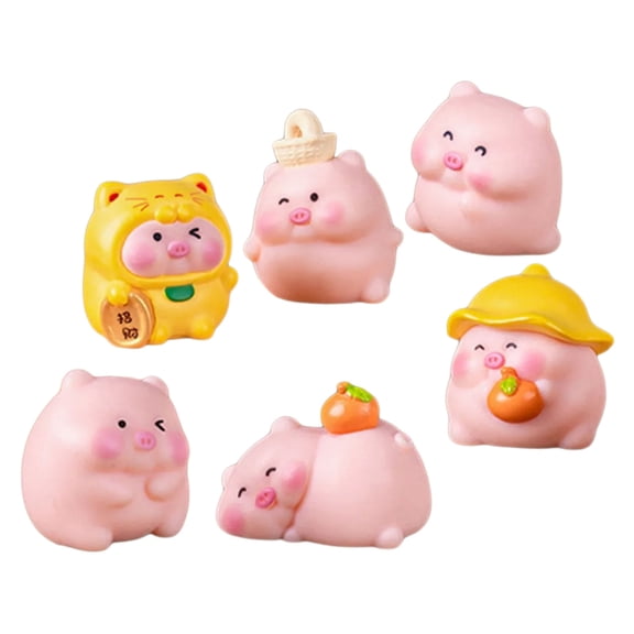 Lucky Fortunes Pig PVC Mini Figurine Home Office Desk Car Decoration Gift Craft Miniature Landscape Decoration For Home