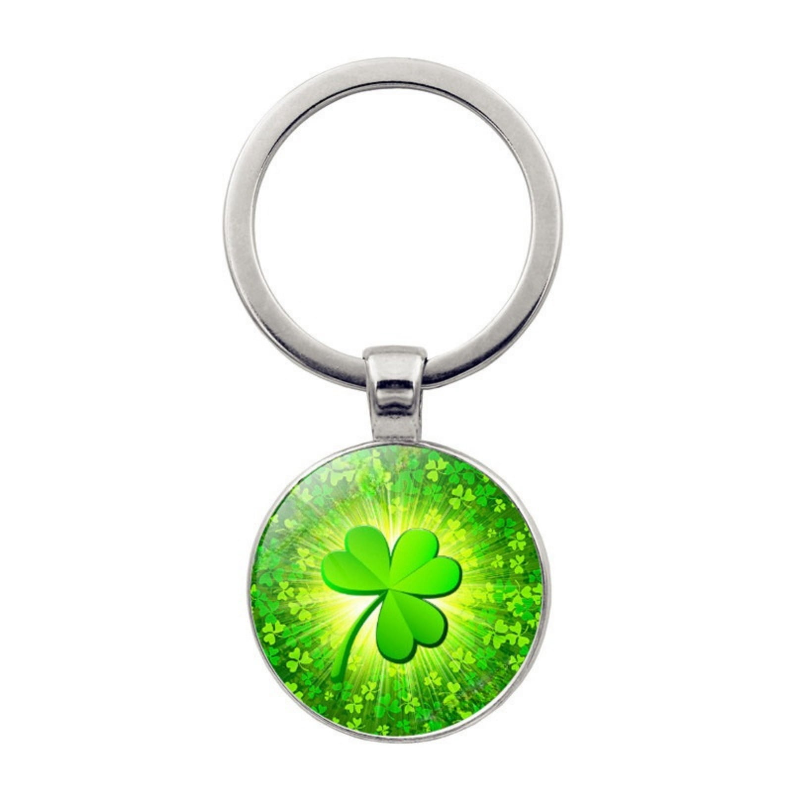 Lucky Four-Leaf Clover Keychain Crystal Glass Pendant Accessory Graduation Gift Key Ring