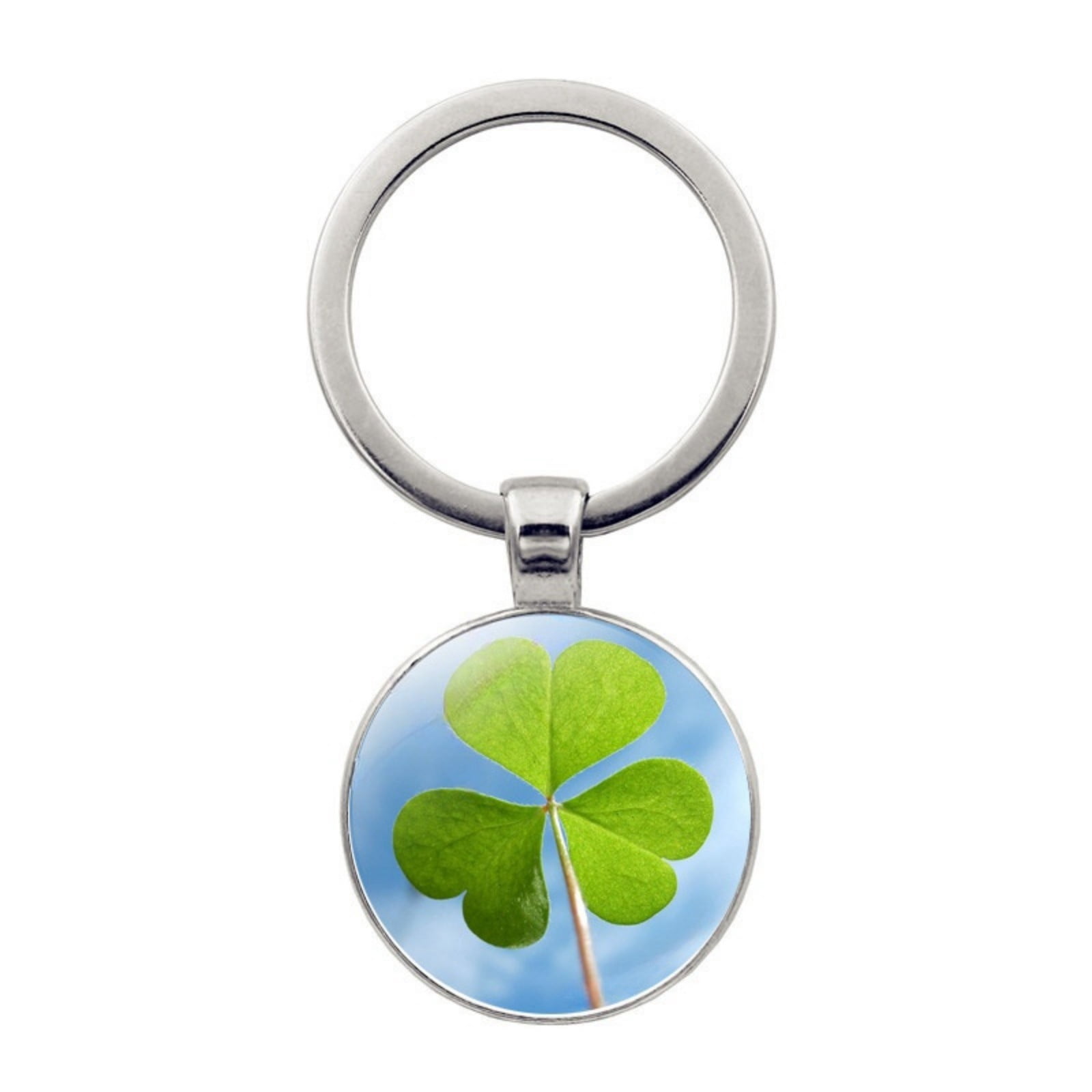Lucky Four-Leaf Clover Keychain Crystal Glass Pendant Accessory Graduation Gift Key Ring