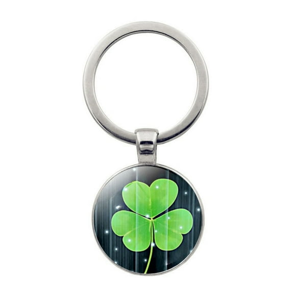 Lucky Four-Leaf Clover Keychain Crystal Glass Pendant Accessory Graduation Gift Key Ring