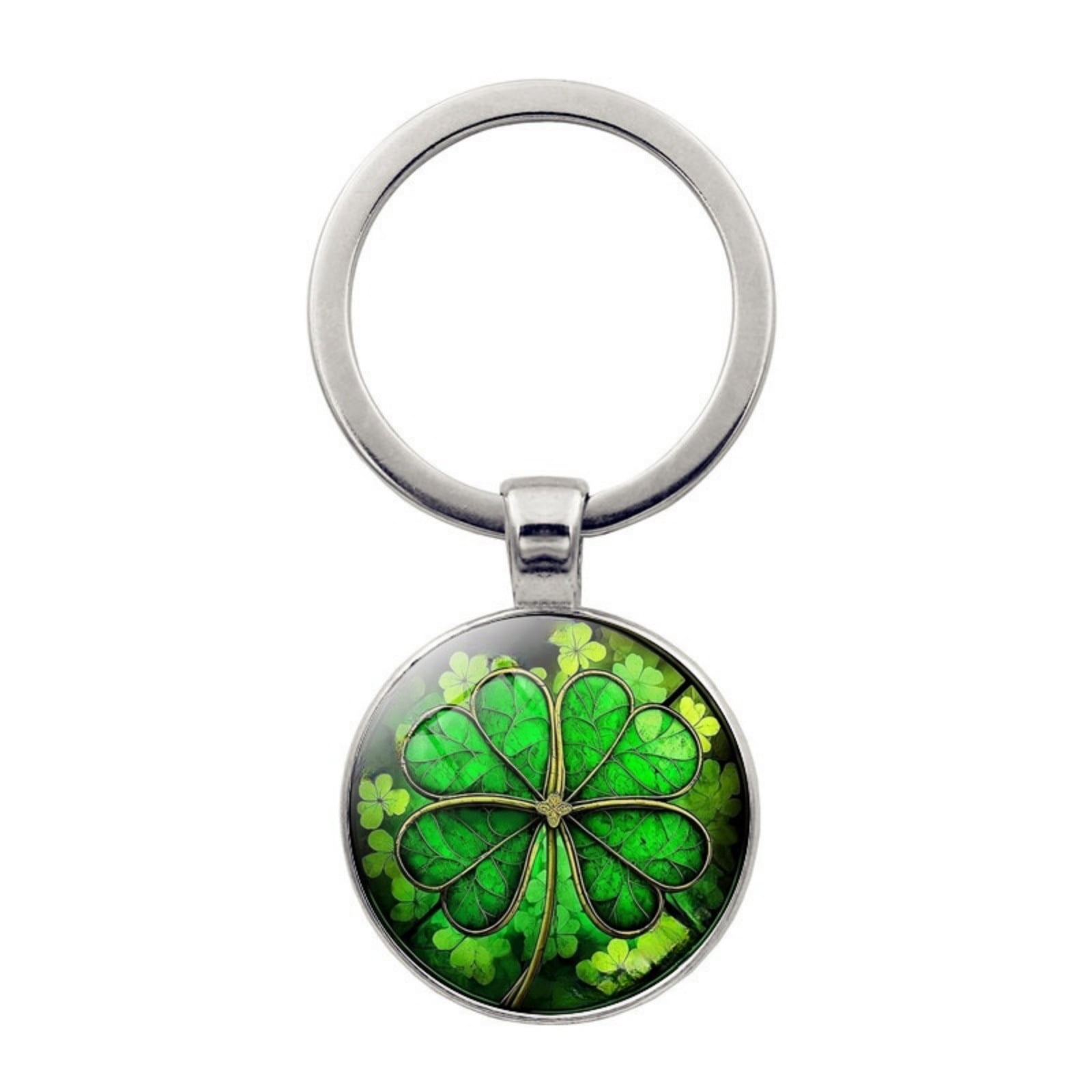 Lucky Four-Leaf Clover Keychain Crystal Glass Pendant Accessory Graduation Gift Key Ring