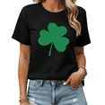 thumbnail image 1 of Lucky Four Leaf Clover St. Patrick's Day Graphic Tees Womans T-shirt Black/White S-5XL Shirts Daily Casual Tops, 1 of 4