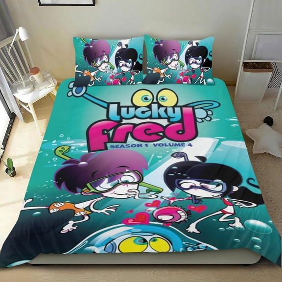 Lucky Fred Themed Bed Sheet Set Three Piece Set 36x75 Inches Comfortable And Skin Friendly Unique Design Creating A Star Studded Night Home Decor Gifts For Family Friends fans