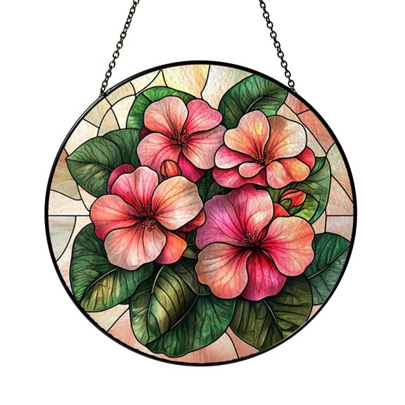 Lucky Geranium Glass Suncatcher Window Hanging Floral Art Boho Home Decor Thoughtful Gift