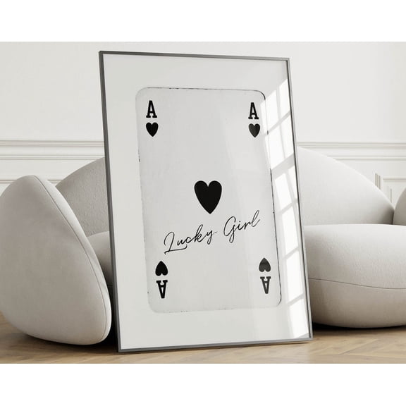 Lucky Girl Syndrome Ace Of Hearts Poster Trendy Retro Wall Art College Apartment Decor Aesthetic Funky Wall Art Bar Cart 70S Art Prints Wall Art, Modern Wall Decor, 8x12 UNFRAMED