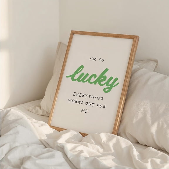 Lucky Girl Syndrome Print, Retro Minimalist Green Affirmation Print, A1 A2 A3 A4 A5 Home Decor #909, Stretched Canvas Size 8x12