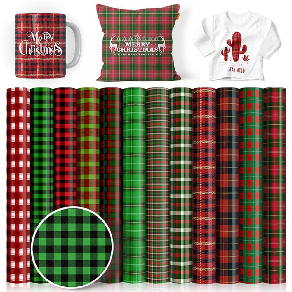 Joy Christmas Sublimation Transfer Ready to Press, Gingham Green