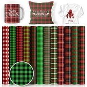 Lucky Goddness Infusible Transfer Ink Paper 12Pcs 12" x 12" Christmas Plaid Sublimation Sheets