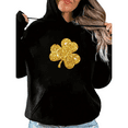 thumbnail image 1 of Lucky Gold Glitter Shamrock Print hoodie Graphic Sweatshirt Black S-2XL Womens Casual Statement Tops, 1 of 5