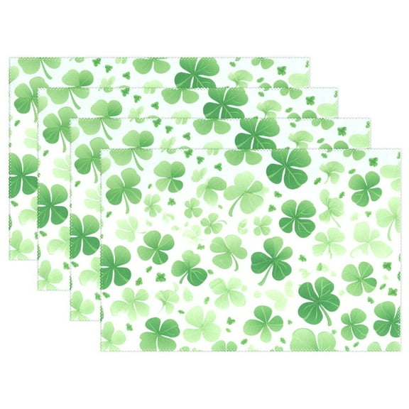 Lucky Grass Full 12×18 inch Placemats Heat Resistant Washable Foldable Rectangular Placemats Set Decoration Indoor Outdoor for Kitchen Dining Table 4PCs