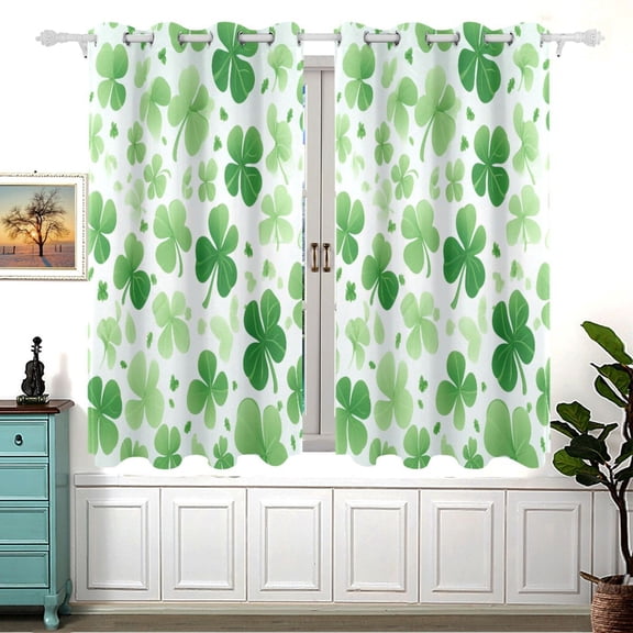 Lucky Grass Full Black Out Curtains Aesthetic for Bedroom Living Room Sliding Glass Doors Kitchen Windows 2 panels set