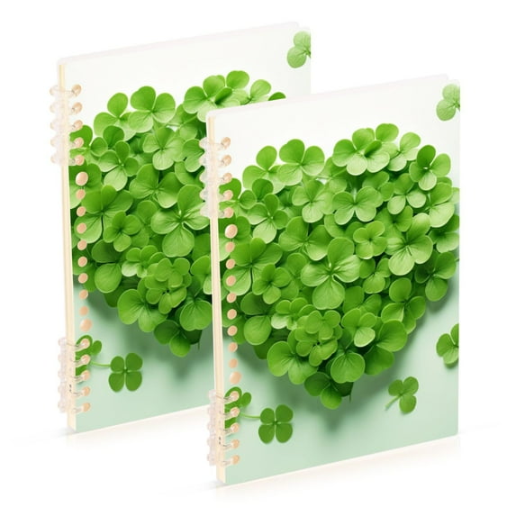 Lucky Grass Heart Ring Binder Notebook Journey Note Diary College Ruled Spiral Notebook Study Loose Leaf Paper A5 60 Pages