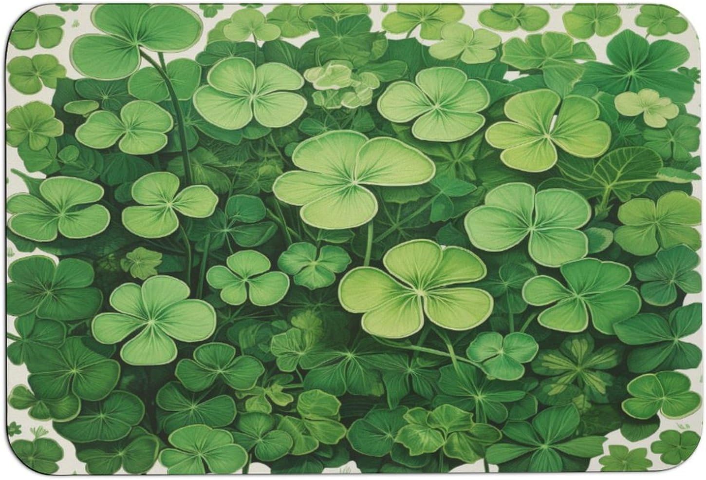 Lucky Green Clover Bath Mat Super Absorbent Rubber Backed Bath Mats