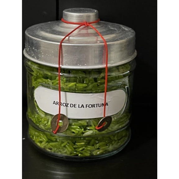 Lucky Green Rice with Chinese Coins for Fortune 2025! / Instructions Included/Arroz Verde con monedas chinas Para La Fortuna 2025!/ Instrucciones Incluidas