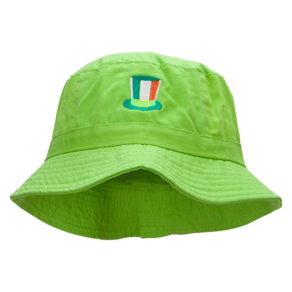 Lucky Hat Embroidered Bucket Hat - Apple Green OSFM