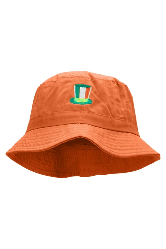 Lucky Hat Embroidered Bucket Hat - Orange OSFM