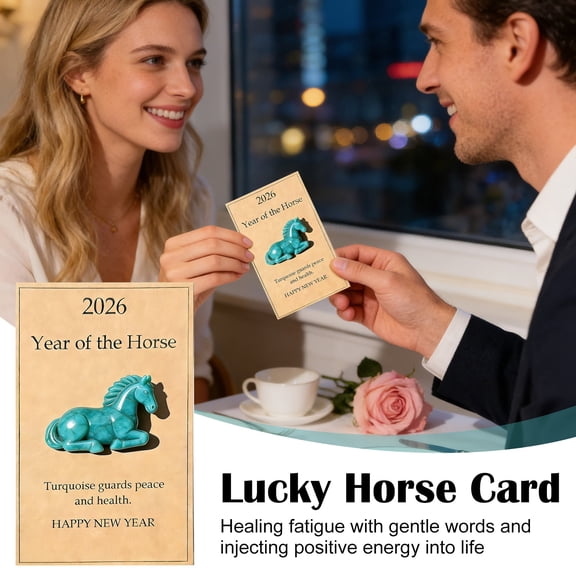 Lucky Horse Statue for Home Decor - Pocket-Sized Horse Sculpture Symbolizing Strength & New Beginnings, Good Luck Gift for Desk, Office, or Shelf (2026 Design) (1 Piece Horse Statue + 1 Card)