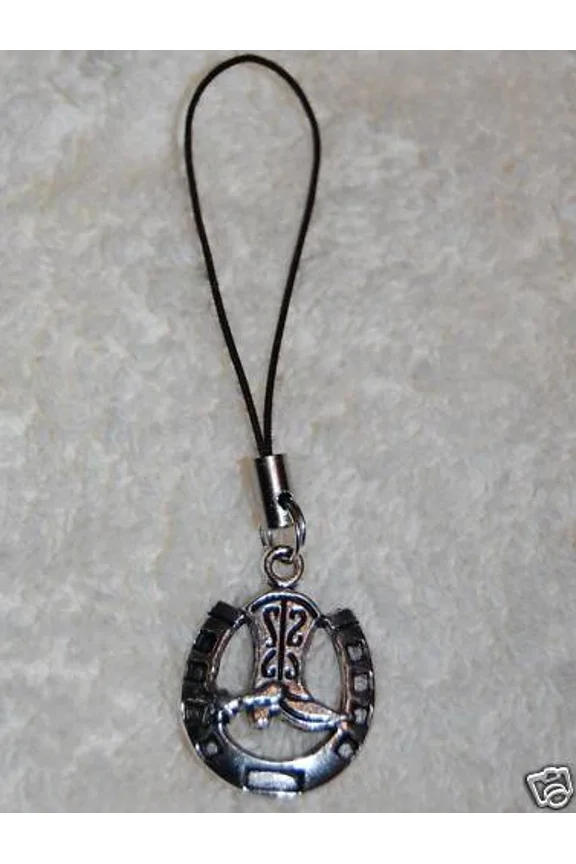 Lucky Horseshoe & Cowboy Boot Cell Phone Charm! Horse
