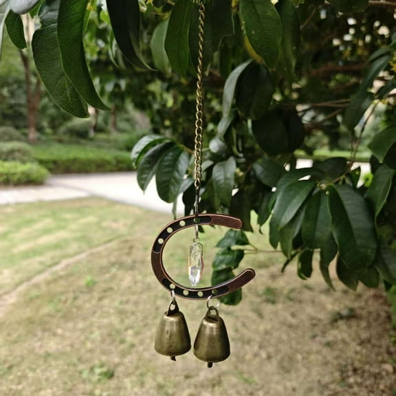Lucky Horseshoe Wind Chime | Outdoor & Indoor Garden Decor with Soothing Sounds | Weather-Resistant Hanging Ornament for Patio Porch | Includes 1 Decorative Chain