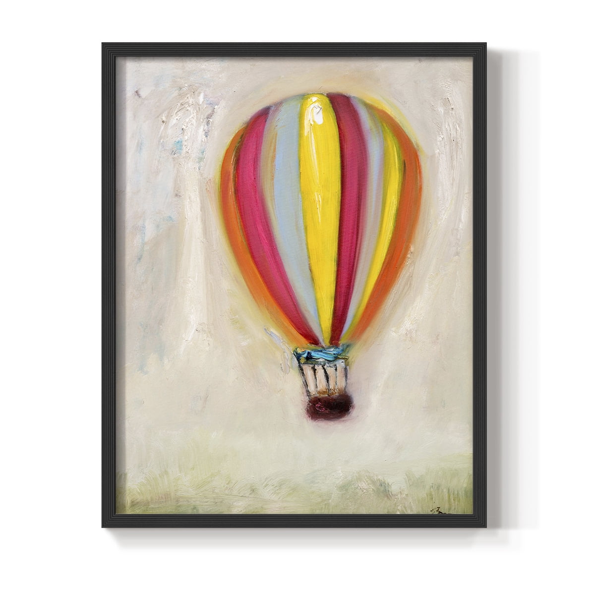 Lucky Hot Air Balloon Framed Print in Black Solid Wood Framed Print No Nail Hanging