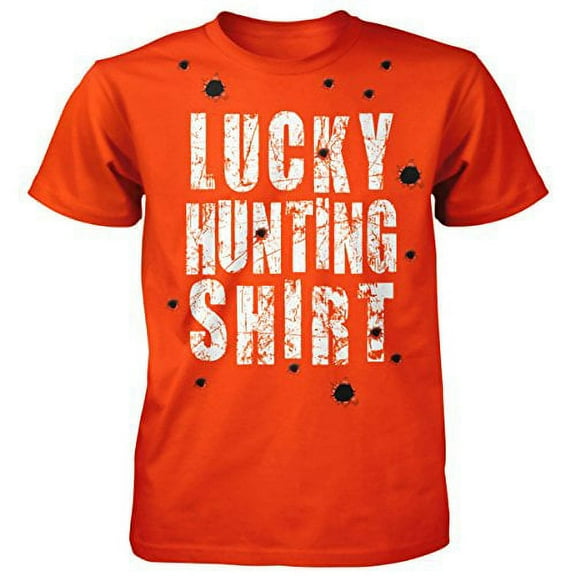 Lucky Hunting Shirt- Deer Hunting T-Shirt (Medium, Orange)