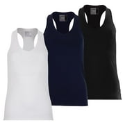 Lucky In Love Women`s V-Neck Tennis Tank with Bra (  SMALL Midnight  )