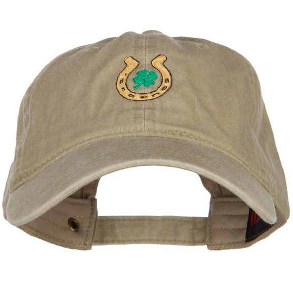 Lucky Irish Embroidered Washed Cotton Cap - Khaki OSFM