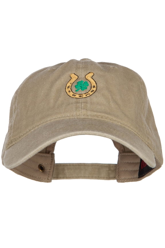 Lucky Irish Embroidered Washed Cotton Cap - Khaki OSFM