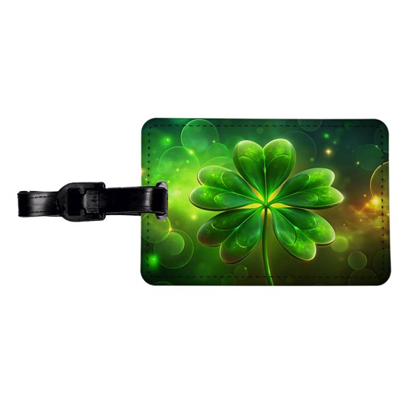 Lucky Irish Five Leaf Clover Faux Leather Travel Luggage Tag