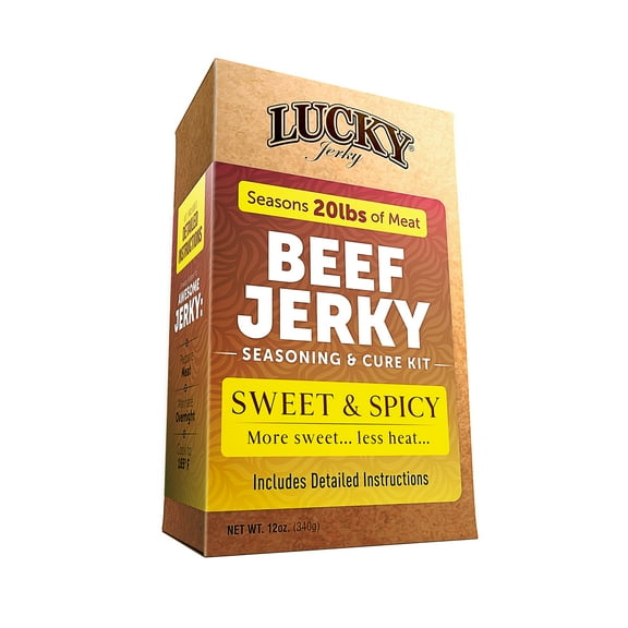 Lucky Jerky DIY Sweet & Spicy Seasoning Kit - Makes 20lbs of Jerky, Perfect for Slab & Stick Styles