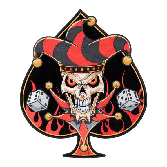 Lucky Jester Blazing Spade Patch, Large Size