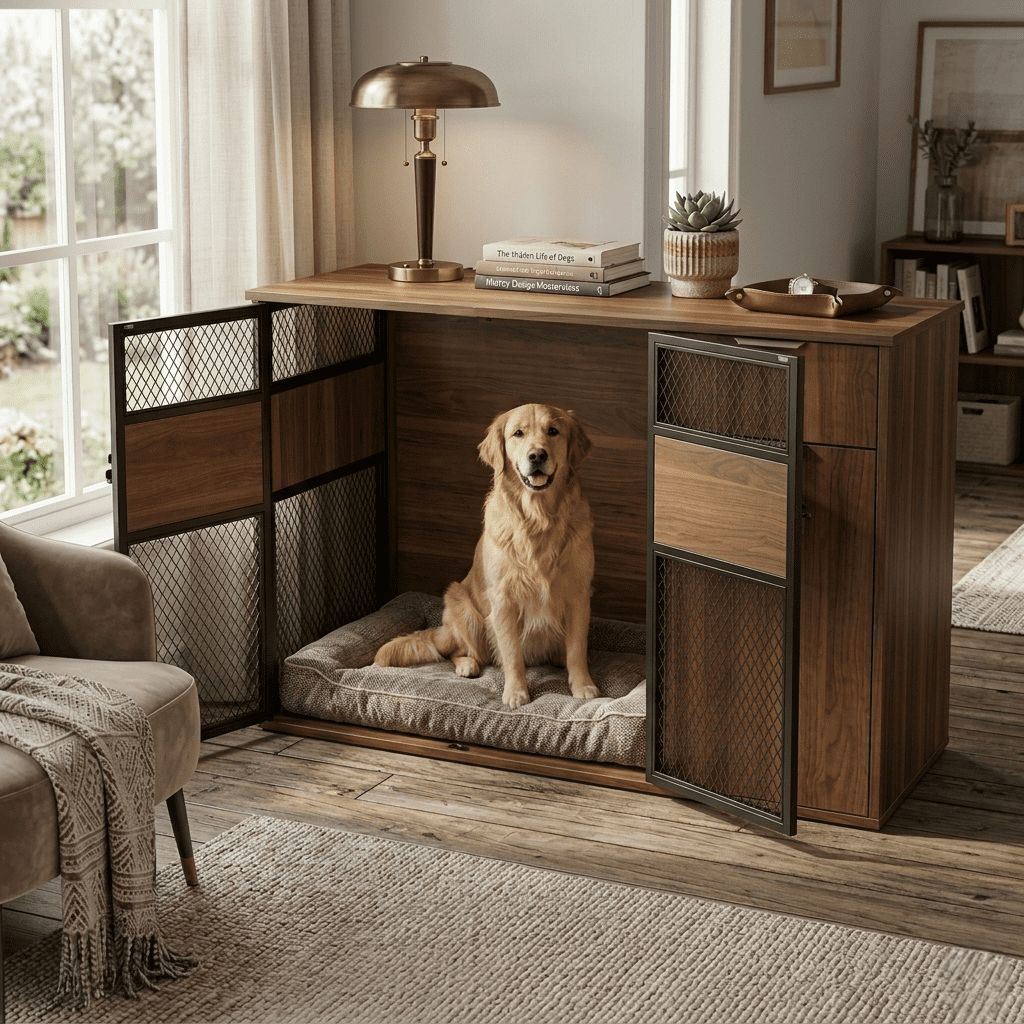 Lucky Kennels Clover Console Furniture Style 1 48" Wooden Crate for Dogs
